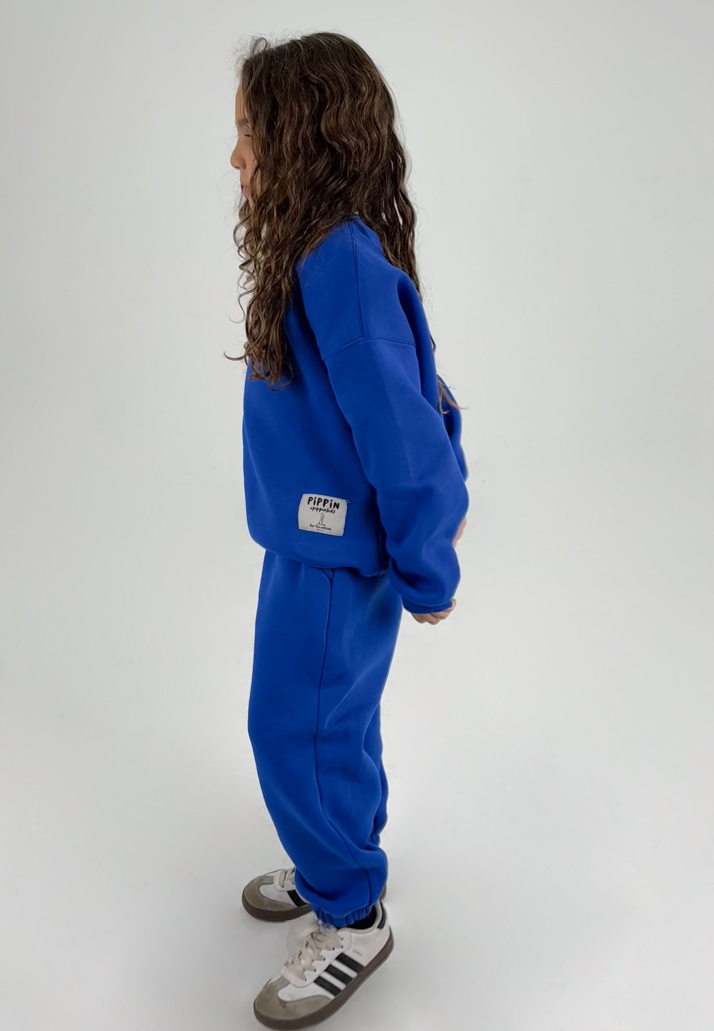 Blue Oversized Fleeced Crewneck