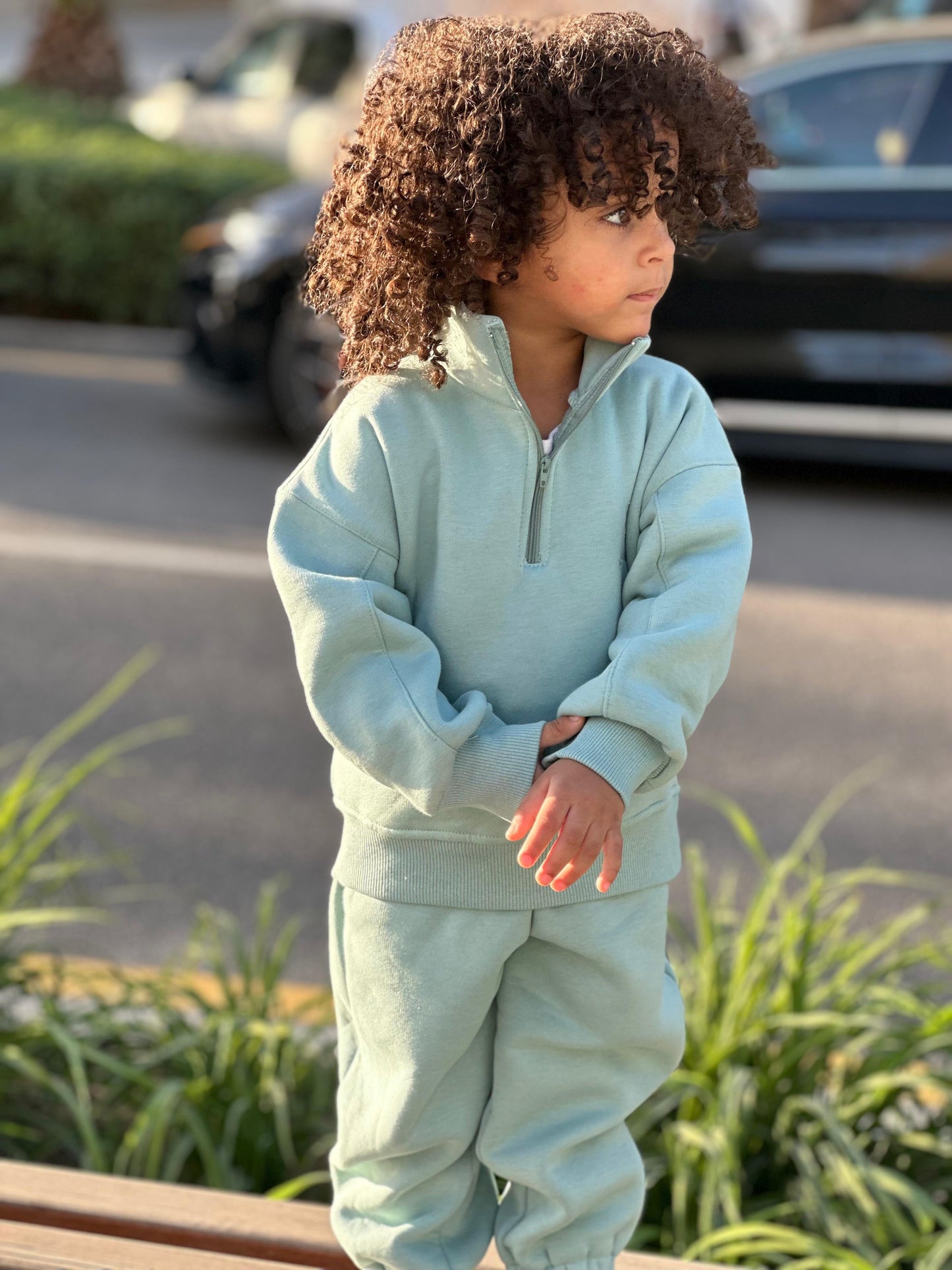 Mint Blue Fleeced Zipper Set