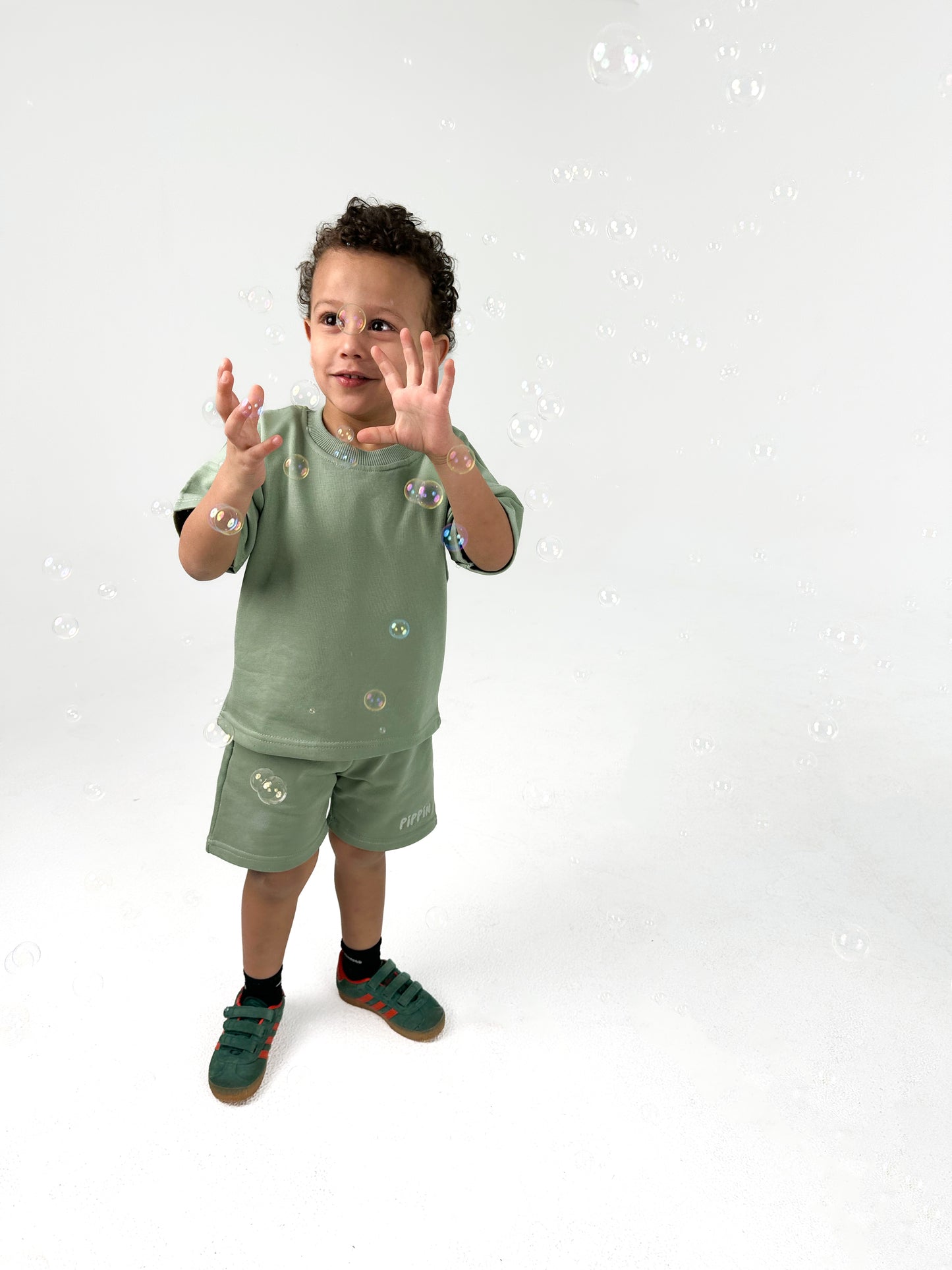 Green Short Sleeves Unisex Set