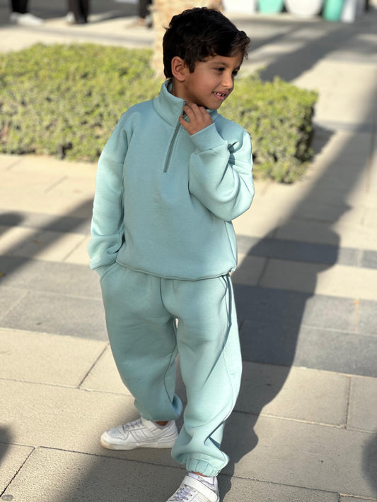 Mint Blue Fleeced Zipper Set