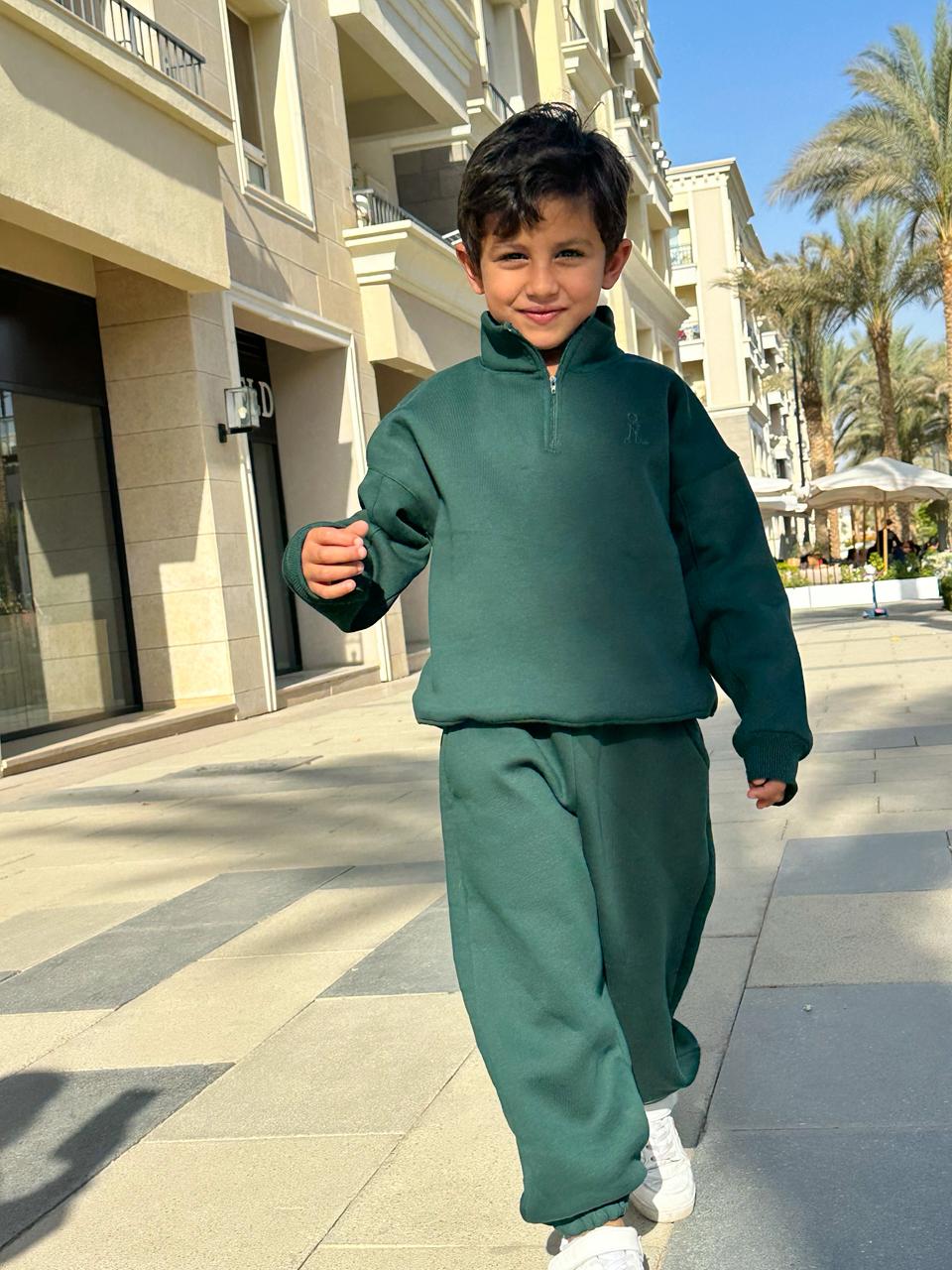 Dark Green Fleeced Zipper Set