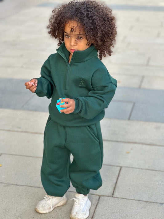 Dark Green Fleeced Zipper Set
